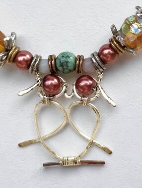 🦉 Gemstone And Pearl Owl Necklace